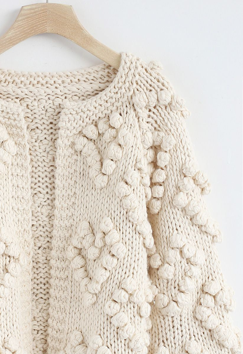 Knit Your Love Cardigan in Ivory | Chicwish