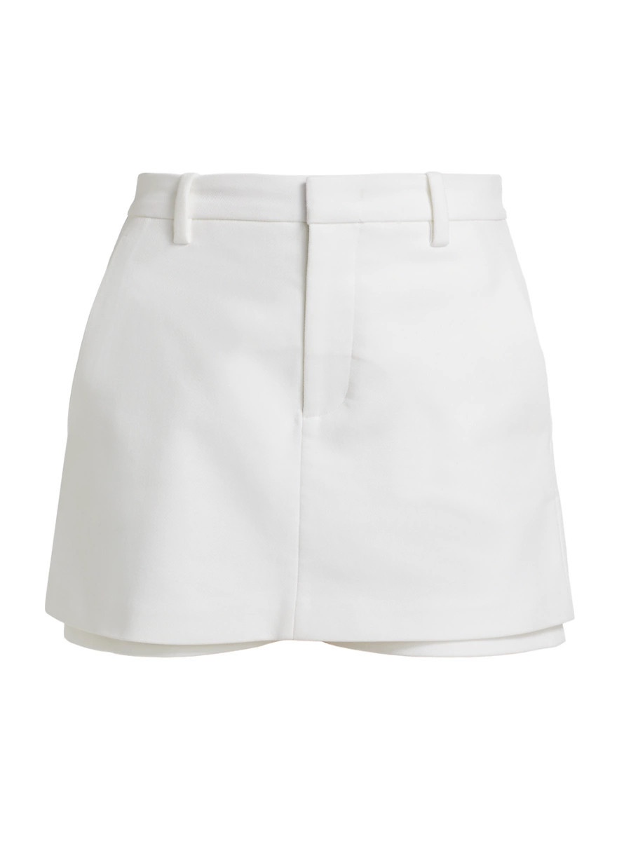 Women's Mid-Rise Tailored Stretch Cotton Skort - Optic White - Size 4 | Saks Fifth Avenue