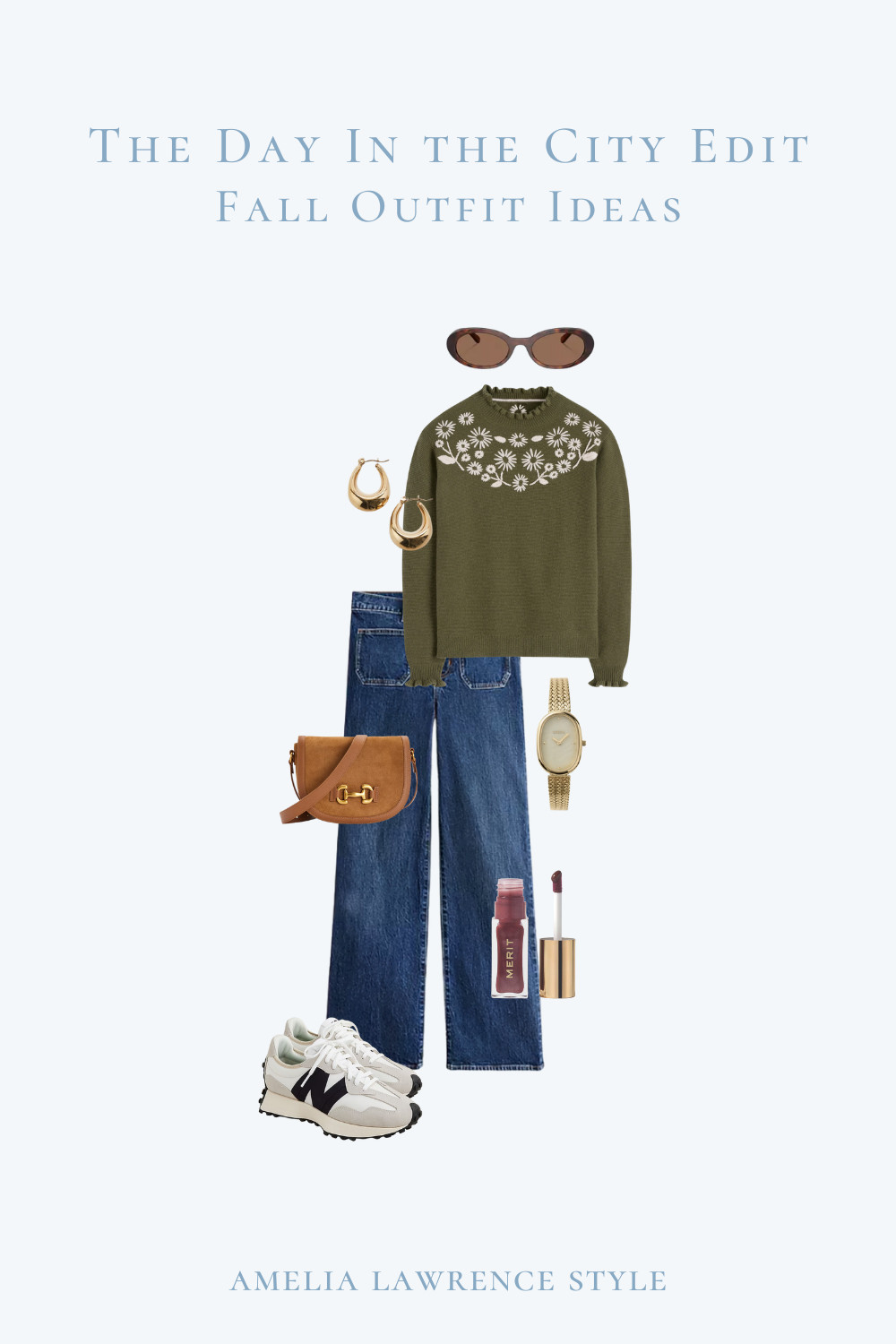 The day in the city edit fall outfit edition. Jeans, denim, fall sweater, Boden, J.Crew, New Balance, fall shoes, tennis shoes, fall bag, suede, earrings, gold jewelry, Merit, fall beauty products, watch.  

 #LTKSeasonal #LTKStyleTip #LTKTravel