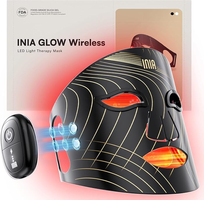 INIA Red Light Therapy Mask for Face, Glow Wireless LED Face Mask Light Therapy with Near-Infrare... | Amazon (US)