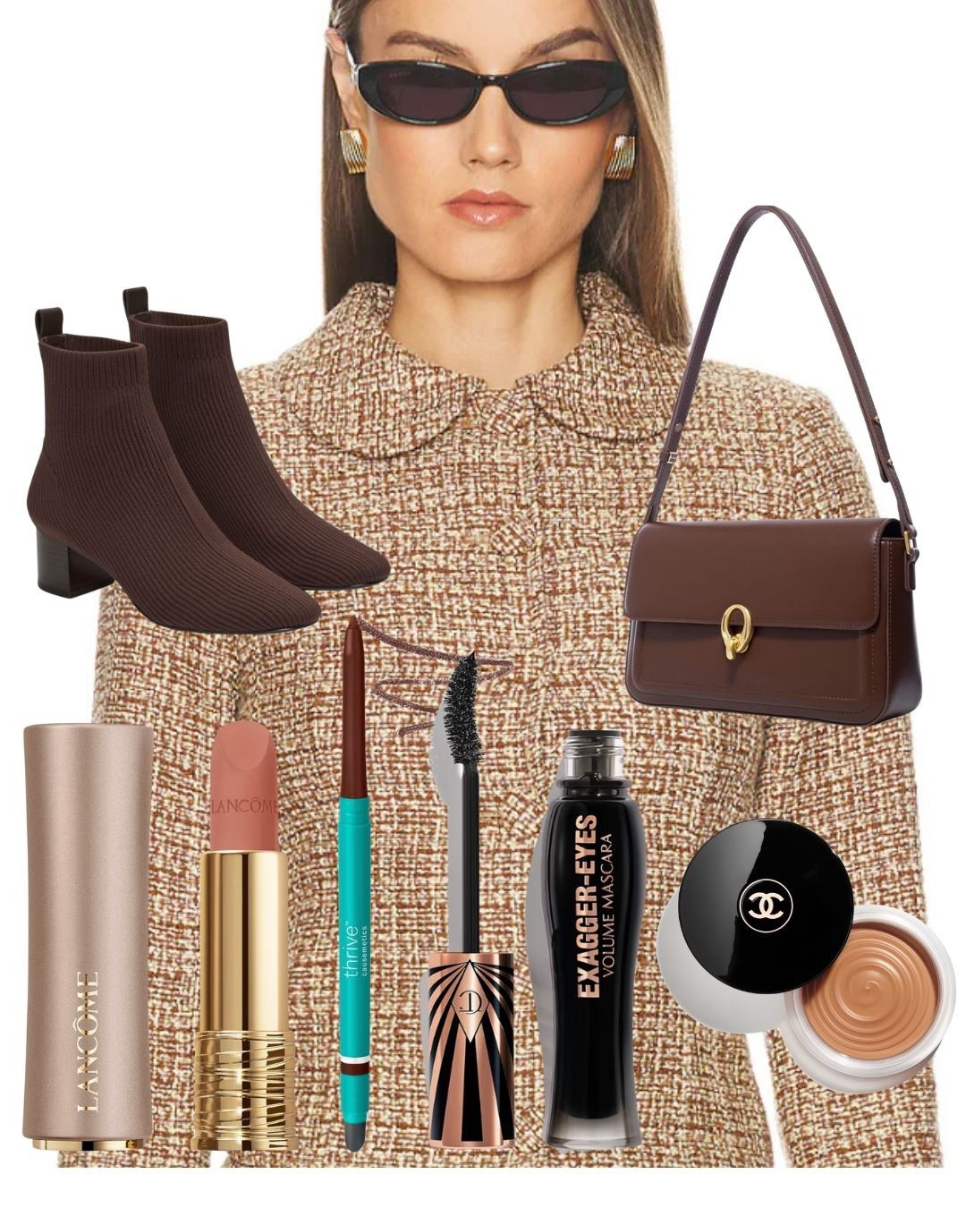 This tweed jacket can be styled sexy or sweet - depending on your mood. I have this bag in black and cream and want to add this brown shade to my wardrobe. ~coupon offer on bag right now!!~ These boots have a sophisticated air yet are so comfortable!! A pretty and chic makeup palette involves all these highly wearable brownish nude shades - so easy for both every day and special occasions. 

#LTKShoeCrush #LTKBeauty #LTKItBag