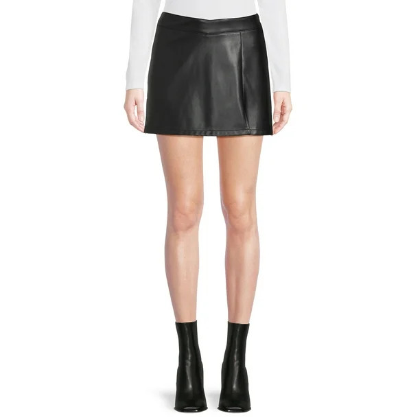 No Boundaries Juniors Faux Leather Skort - Walmart.com | Walmart (US)