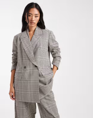 ASOS DESIGN double breasted blazer suit in micro plaid | ASOS (Global)