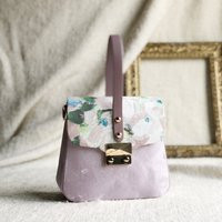 Summer White Flora Pattern With Purple Color Vintage Style Trendy Hand Bag, Leather Handle. An Elegant & Great Gift | Etsy (US)