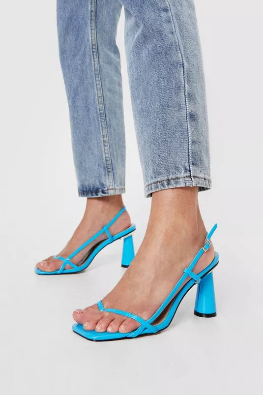 Faux Leather Cone Flare Heeled Sandals | Nasty Gal (US)