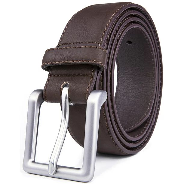 Genuine Leather Dress Belts For Men - Mens Belt For Suits, Jeans, Uniform With Single Prong Buckl... | Walmart (US)