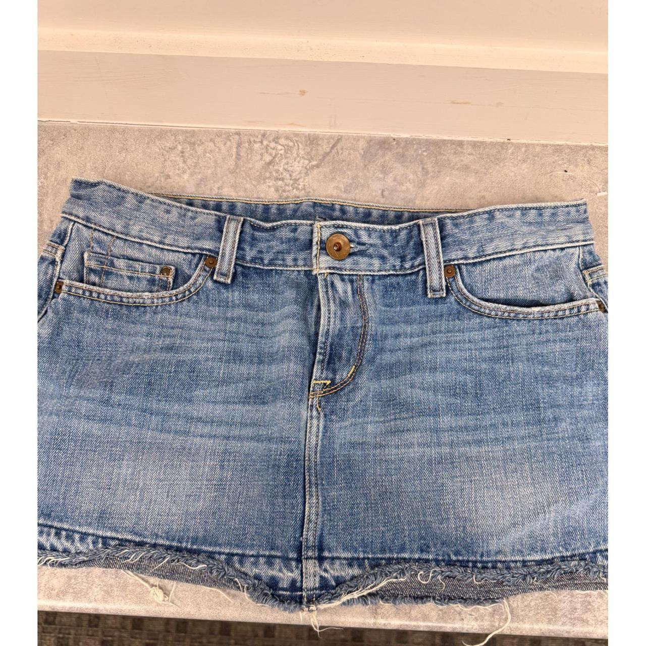 X2 Quality Denim Light Wash Frayed Hem Mini Skirt... | Depop US