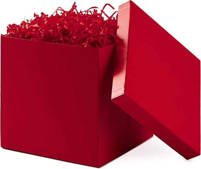 Hallmark Medium Gift Box with Lid and Shredded Paper Fill (Red 7 inch Box) for Birthdays, Graduat... | Amazon (US)