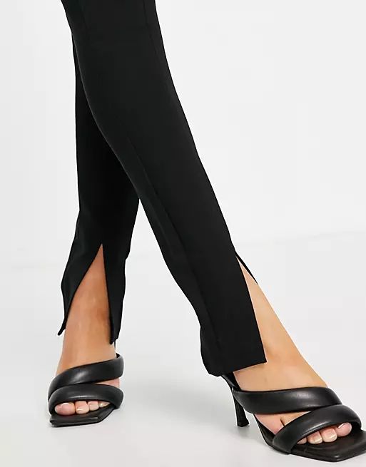Mango slim trousers with front split in black | ASOS (Global)