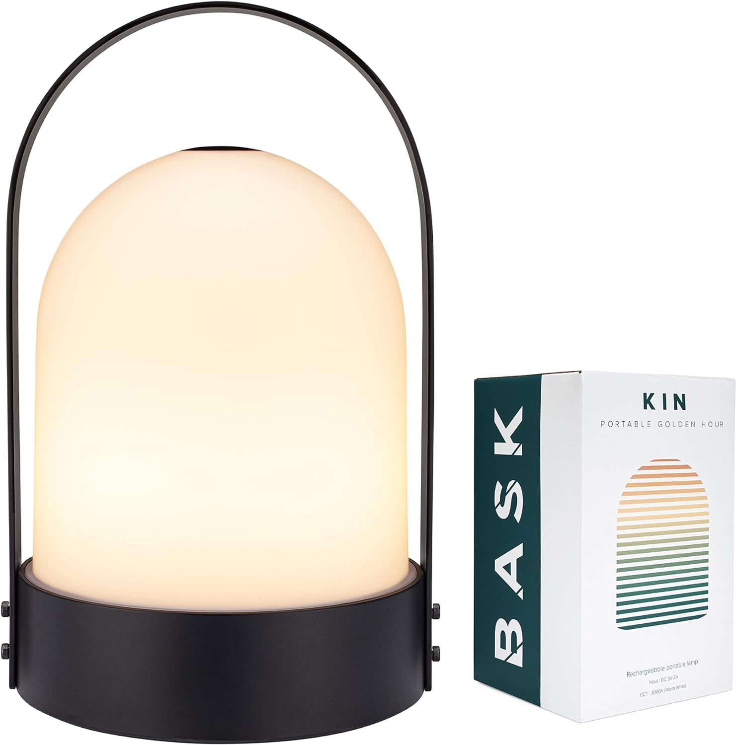 BASK KIN Portable Cordless Lantern Table Lamp | USB Rechargeable | Powerful Long-Lasting 4000mAh ... | Amazon (US)