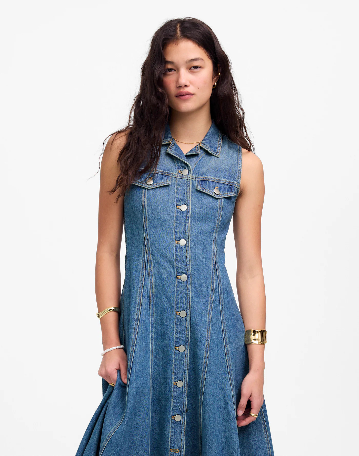Pleated Midi Shirtdress in Billings Wash: Airy Denim Edition | Madewell