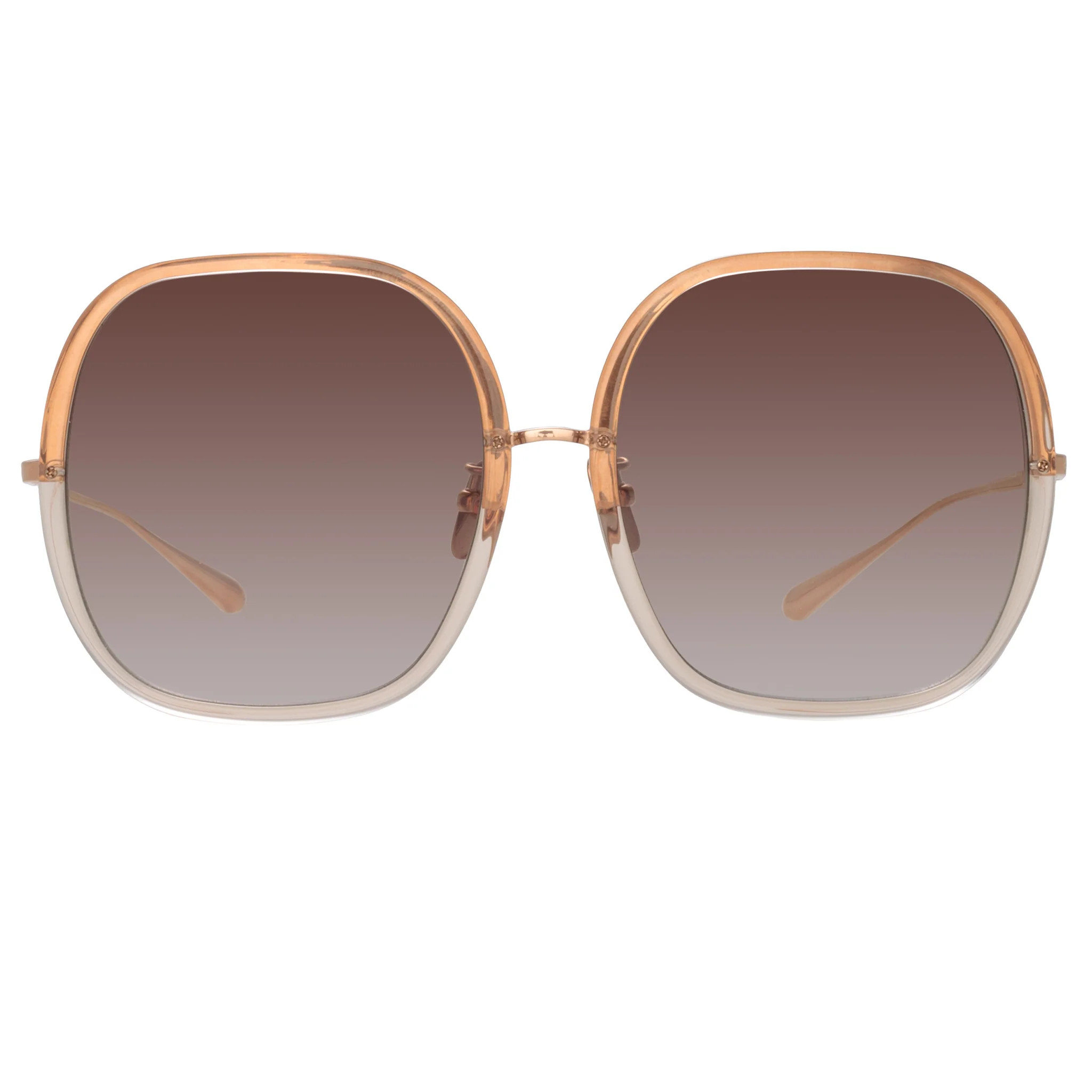 Celia Sunglasses in 18K Rose Gold and Mocha | Linda Farrow
