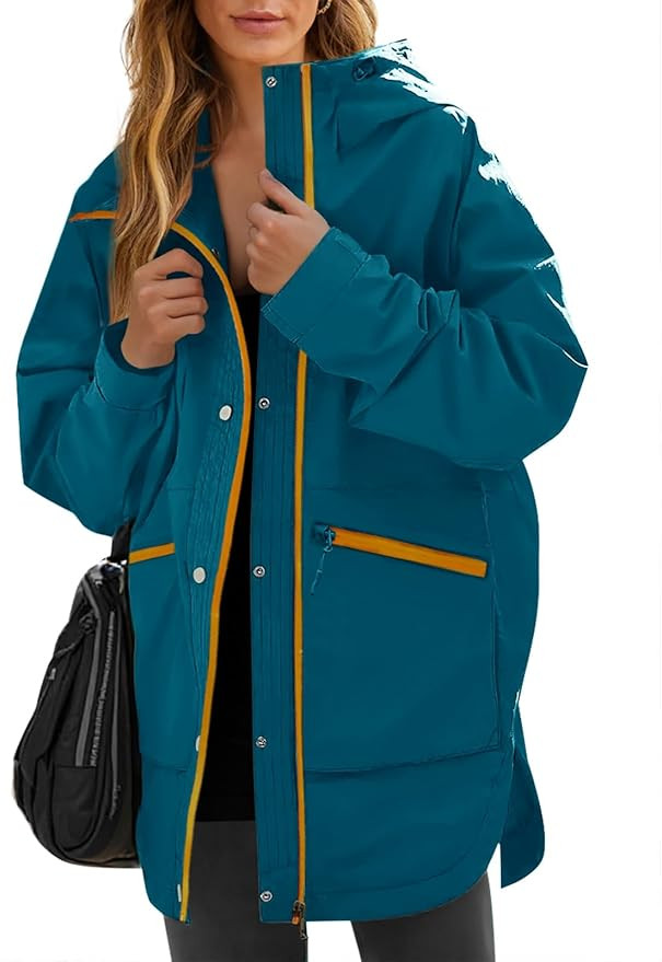 Yousify Womens Waterproof Rain Jackets Raincoat Hooded Lined Windbreaker Trench Coat With Pockets... | Amazon (US)