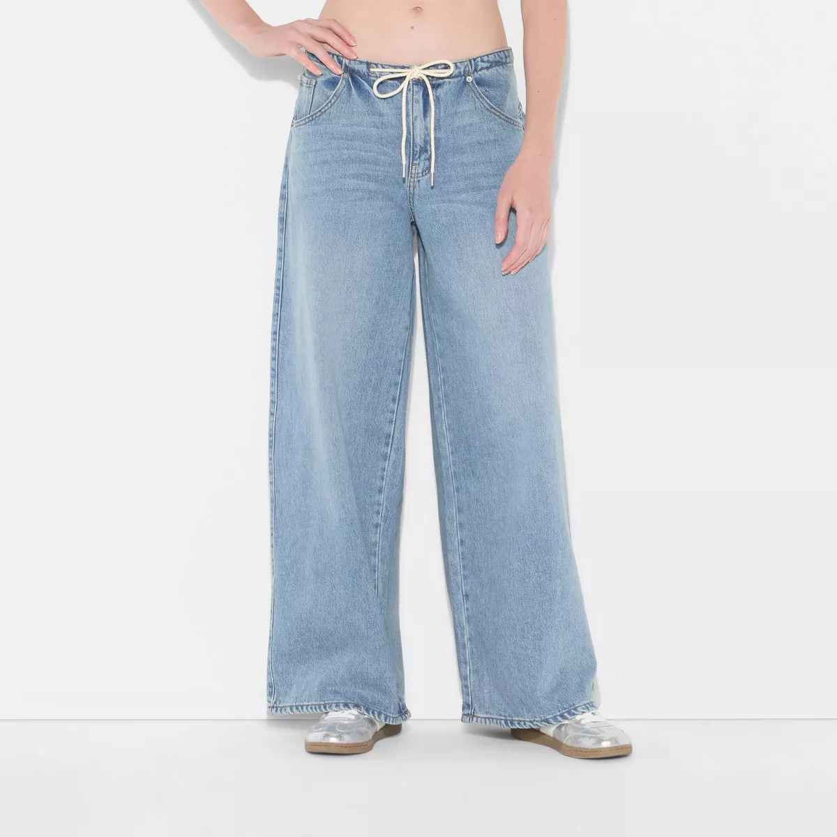 Women's Low-Rise Wide Leg Loose Jeans - Wild Fable™ Light Blue Denim XXS | Target