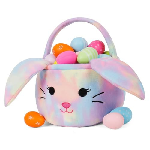 Easter Bunny Baskets, Cute Eggs Hunting Easter Bags Buckets Festival Gifts for Kids Girls Boys | Amazon (US)