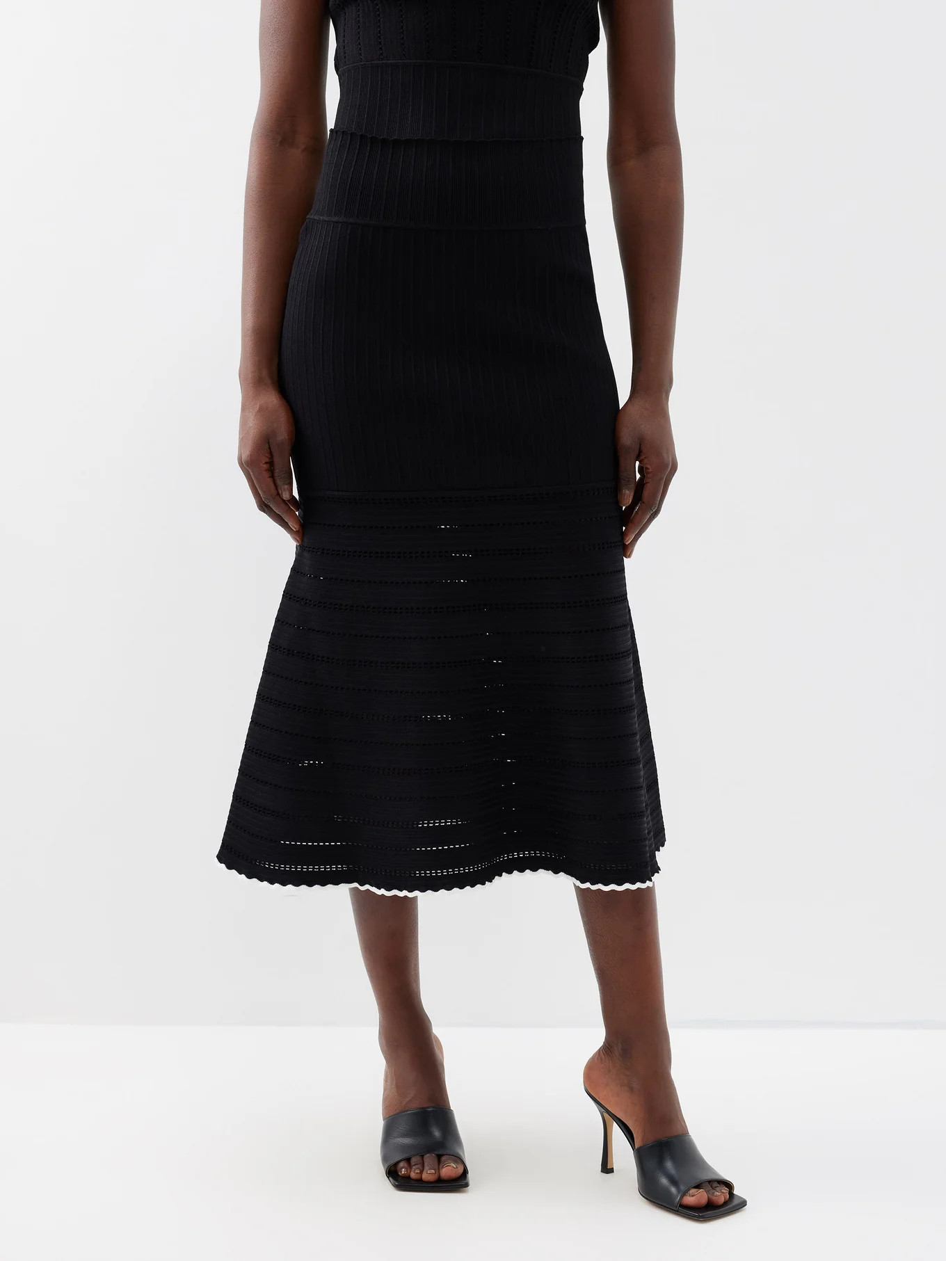 Pointelle-knitted viscose-blend midi skirt | Victoria Beckham | Matches (US)