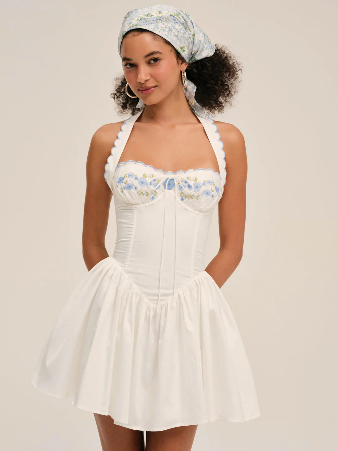 Tea Time Poplin Bustier Mini Dress | For Love & Lemons