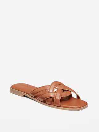 Faux-Leather Woven Strap Sandals | Old Navy (US)