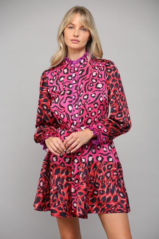 Time to Go Pink/Red Printed Dress | Caroline Hill