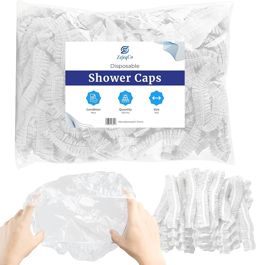 Disposable Shower Caps – 100Pcs – Thick & Waterproof Plastic Hair Caps with Super Elasticity ... | Amazon (US)