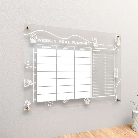 Personalized Acrylic Wall Calendar  Meal Planner  Cactus  | Etsy | Etsy (US)