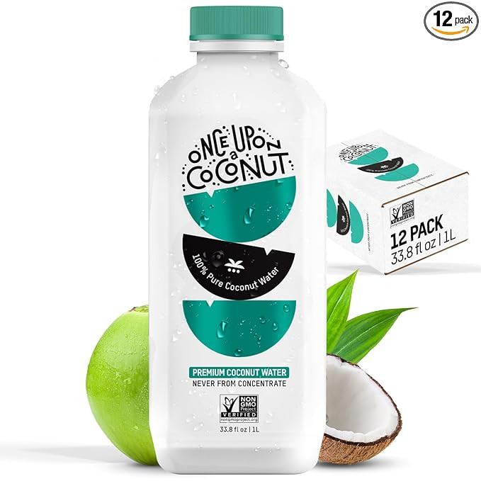 Once Upon a Coconut 100% Pure Coconut Water 1L - Low Calorie All-Natural Drink with Electrolytes ... | Amazon (US)