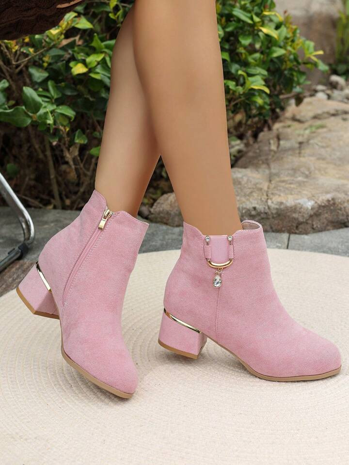 Autumn/Winter 2024 Women's New Arrival Versatile Matte Ankle Boots With Chunky/Mid Heels, Fashion... | SHEIN