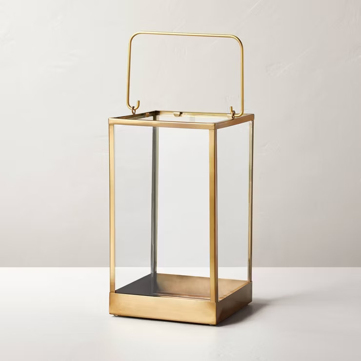 Square Metal & Glass Pillar Candle Lantern - Hearth & Hand™ with Magnolia | Target