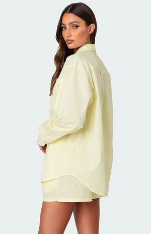 Edikted Oversized Pinstripe Button Up Shirt | PacSun