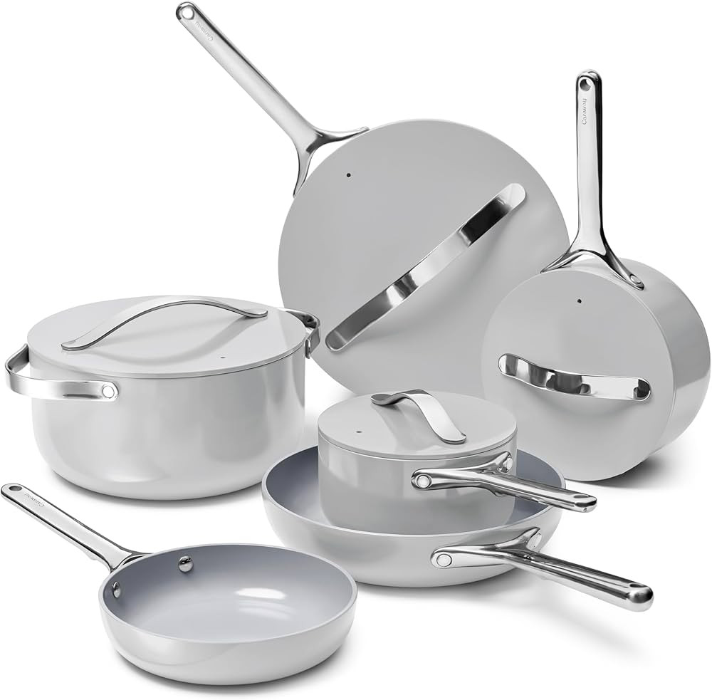 Caraway Deluxe Nonstick Ceramic Cookware Set (16 Piece) Pots, Frying Pans, Lids and Kitchen Stora... | Amazon (US)