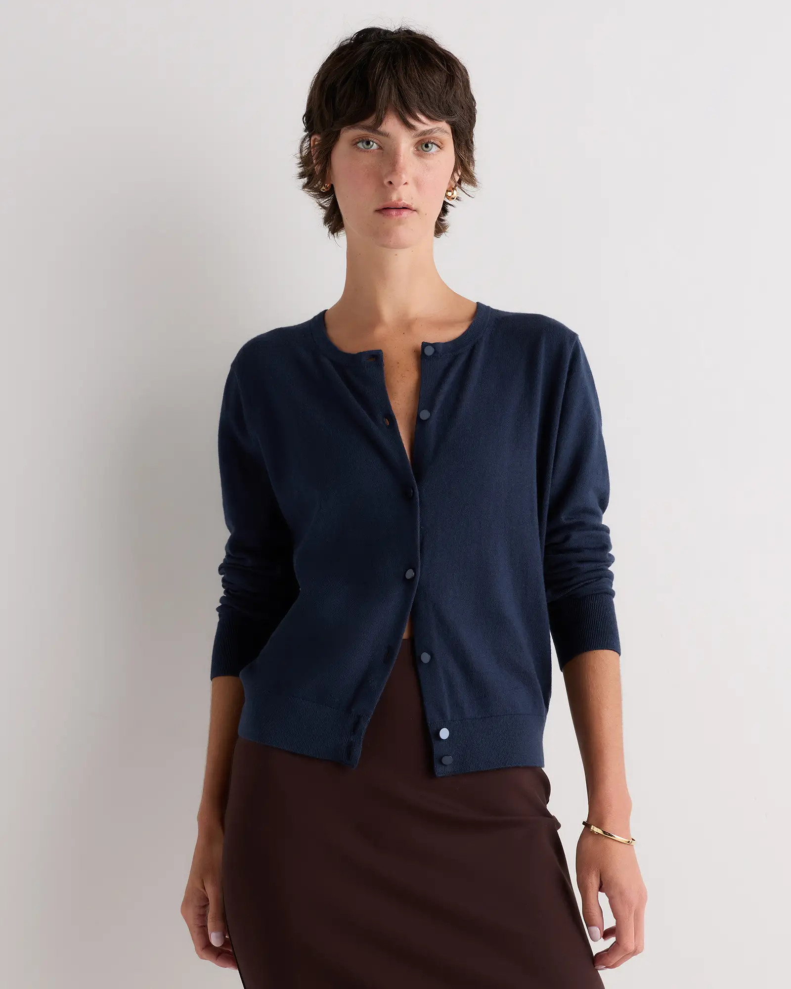 Lightweight Cotton Cashmere Crew Cardigan | Quince