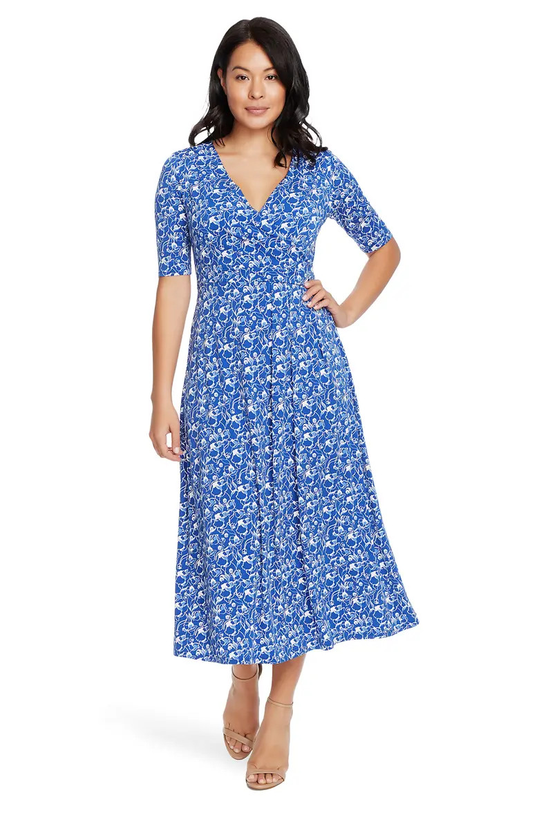 Laura Floral Print Faux Wrap Midi Dress | Nordstrom