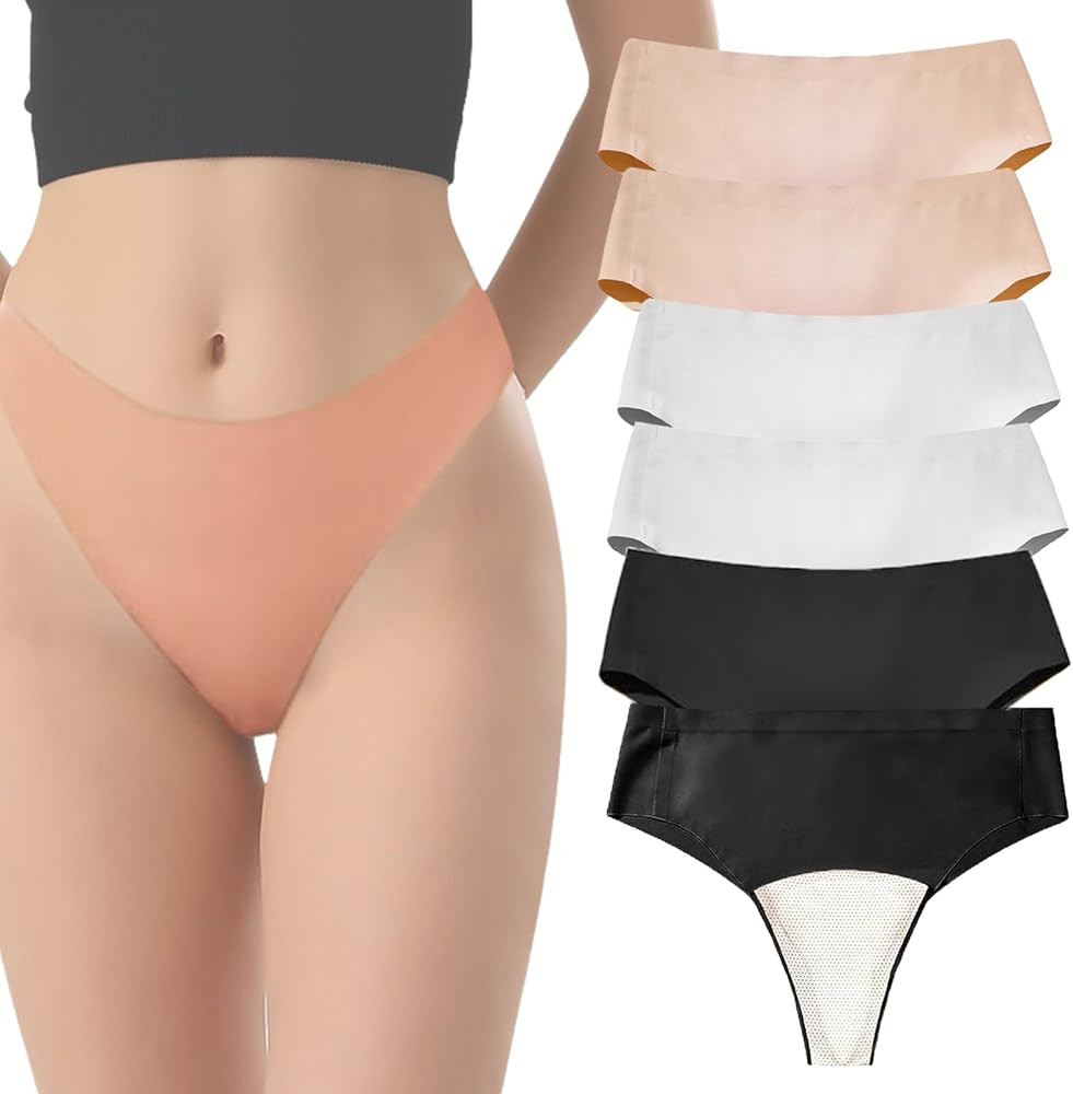 6PCS Invisible Camel Toe Thong No Show High Waisted Camel Toe Concealer Underwear Women's Seamles... | Amazon (US)