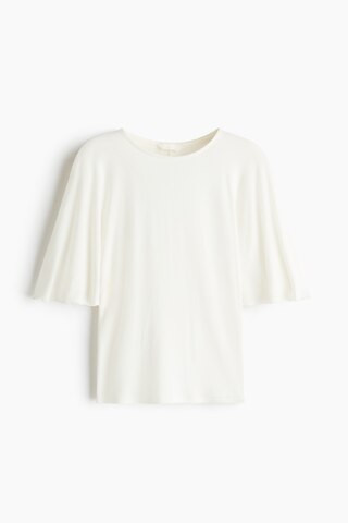 H & M - Batwing-Sleeved Ribbed Top - Ivory | H&M (US + CA)