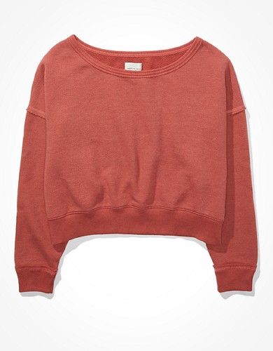 AE Forever Slouchy Cropped Crew Neck Sweatshirt | American Eagle Outfitters (US & CA)