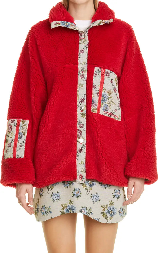 Sandy Liang Women's Boxbox Fleece Snap Front Jacket | Nordstrom | Nordstrom