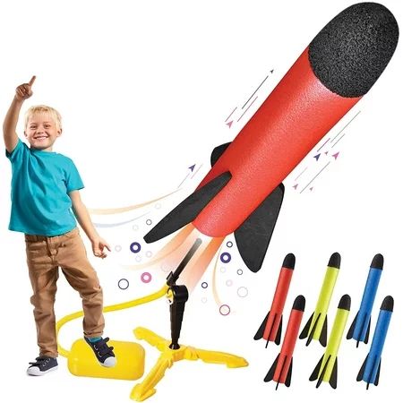 Toy Rocket Launcher for kids – Shoots Up to 100 Feet – 8 Colorful Foam Rockets and Sturdy Launcher S | Walmart (US)