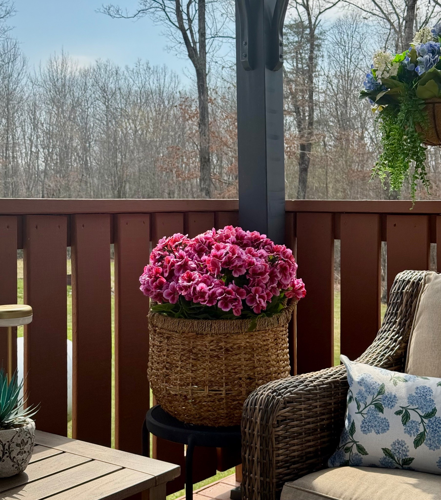 Day 2 of spring. 🌱 It’s a great day for porch sitting!  I brought the faux geraniums outside. I love them and need more! 

#LTKSeasonal #LTKHome