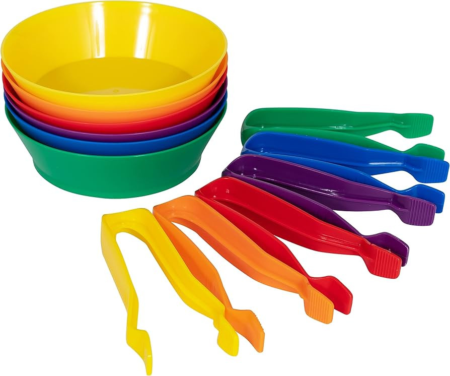 edxeducation Sorting Bowls & Tweezers | Set of 12 | 18m+ | 6 Colors | Counting and Sorting Toy fo... | Amazon (US)