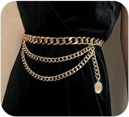 JWICOS Gold Bohemian Layered Waist Chain Belly Chain Belt with Coin Punk Chunky Body Chain for Wo... | Amazon (US)