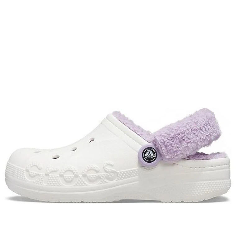 Crocs Classic Baya Lined Fuzz-Strap Clog 'White Lila' 206633-577 | KICKS CREW