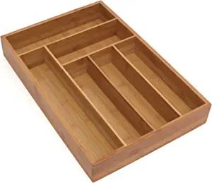 Lipper International 8878 Bamboo Wood Deep Flatware Organizer with 6 Compartments, 12" x 17-1/2" ... | Amazon (US)