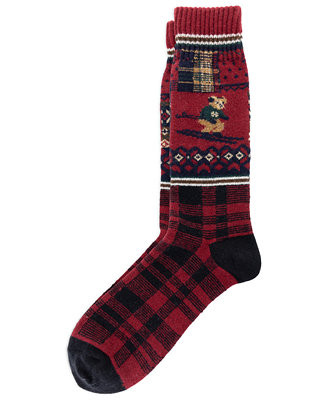 Men's Holiday Patchwork Ribbed Cuff Socks | Macy's