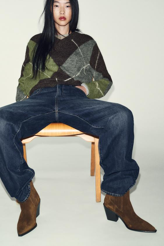 SPLIT LEATHER COWBOY ANKLE BOOTS | Zara US