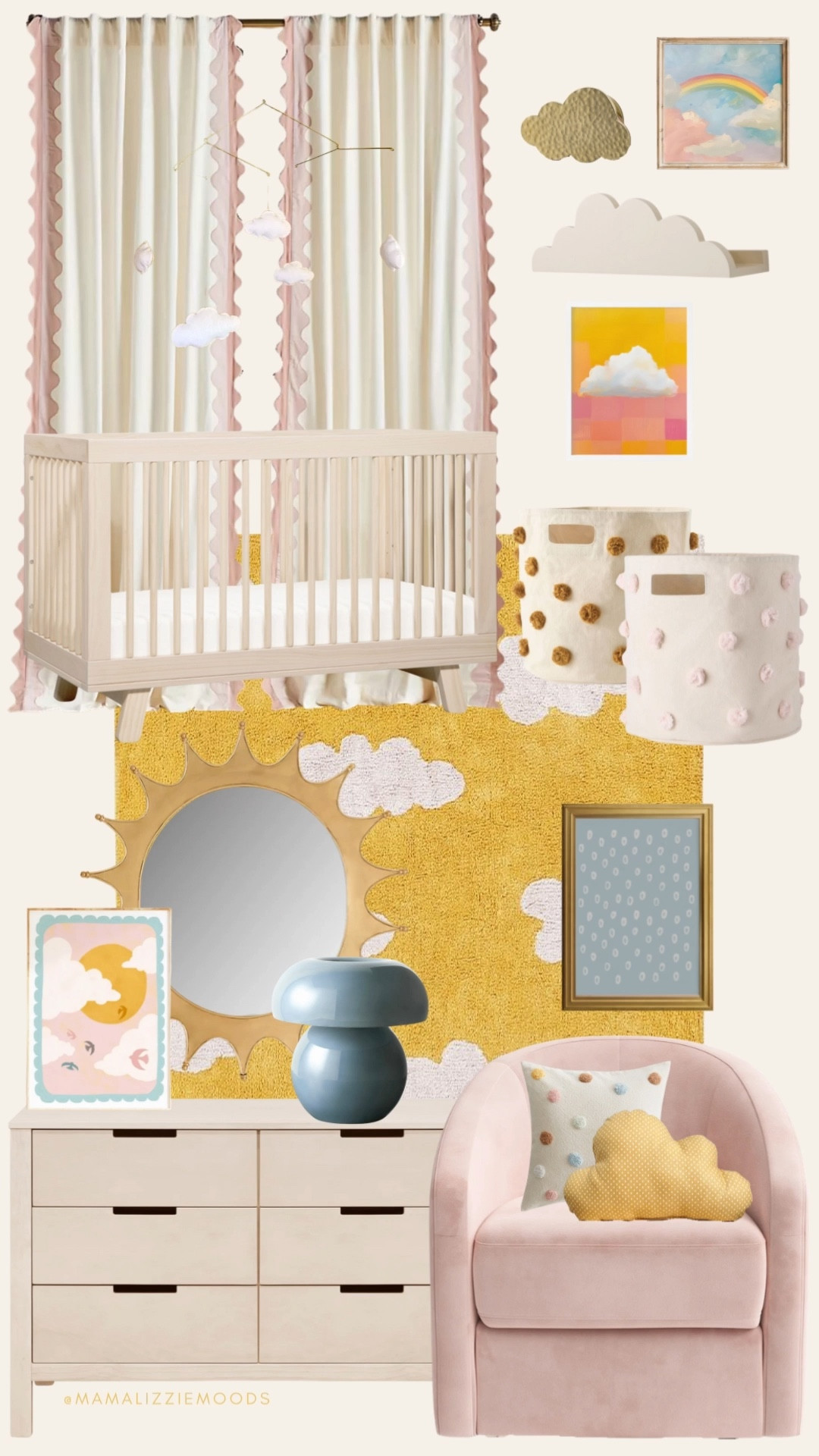 Up, up, and away ☁️✨
A whimsical, sunshine-filled nursery that feels like a happy daydream. Soft pinks, marigold, and sky blue bring a playful retro twist to timeless baby essentials — it’s the perfect blend of cheerful and cozy.

baby nursery ideas, nursery decor, baby room inspiration, whimsical nursery, playful nursery, colorful nursery, retro nursery, modern nursery, pastel nursery, gender neutral nursery, baby girl nursery, baby boy nursery, nursery design ideas, nursery wall art, nursery rug ideas, nursery lighting, nursery chair, nursery dresser styling, baby room setup, nursery theme ideas

#LTKBump #LTKHome #LTKBaby