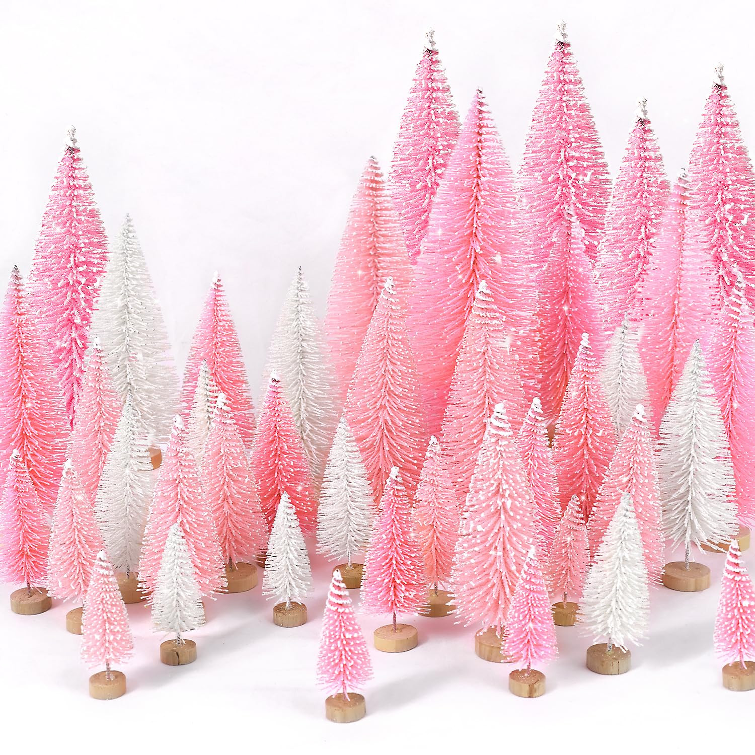 30Pcs Mini Christmas Trees Artificial Christmas Tree Bottle Brush Trees with Wooden Base for Chri... | Amazon (US)