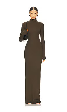 Eterne Long Sleeve Turtleneck Maxi Dress in Moss from Revolve.com | Revolve Clothing (Global)
