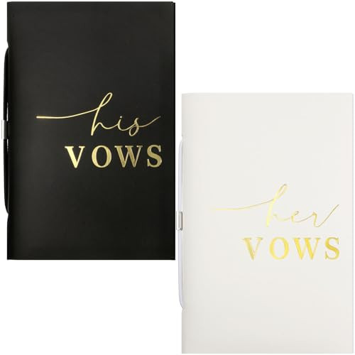 2 Pcs Wedding Vow Books His and Hers Vow Books Vow Notebook for Wedding Vows Journal Wedding Day Officiant Book 5.9 x 3.9 Inch, Bridal Shower, Wedding Keepsake, 50 Pages/Pcs (Bronzing White, Black) | Amazon (US)
