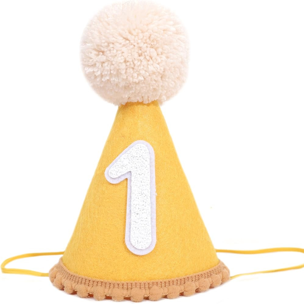 Baby 1st Birthday Cone Hat - First Birthday Cake Smash Party Hat, Photo Props | Amazon (US)