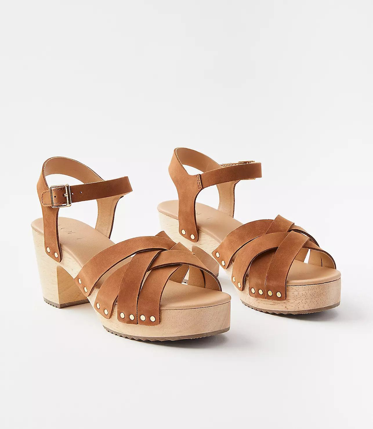 Strappy Leather Clog Sandals | LOFT